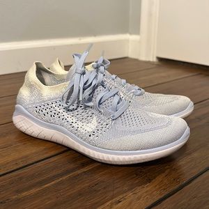2018 Light Blue Nike Free Run Flyknit running shoes